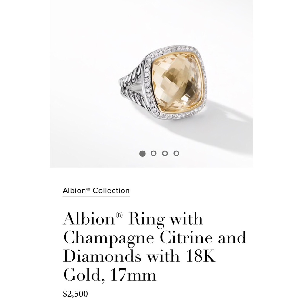 David Yurman 17mm Albion Ring Citrine +Diamonds